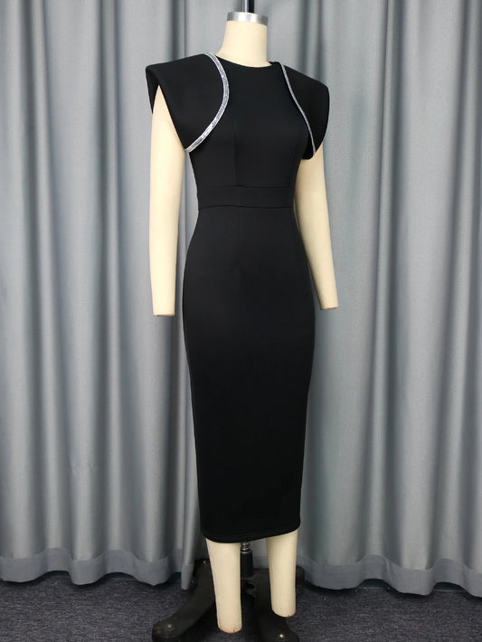 2025 New Summer Round Neck Elegant Party Evening Dress Women's Fashion Horn Shoulder Formal Banquet Slimming Dresses